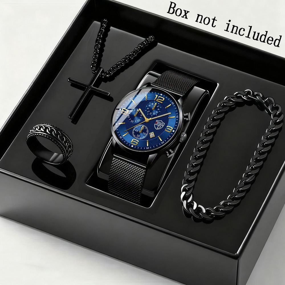 Men Accessories Elegant - Conjunto de 4 peças: Relógio de