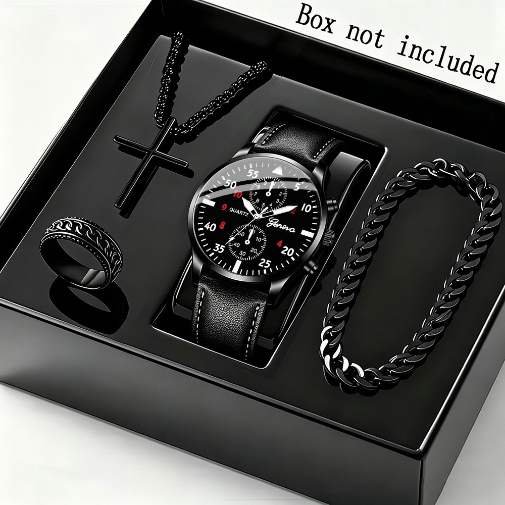 Men Accessories Elegant - Conjunto Elegante de 4 Peças: Relógio
