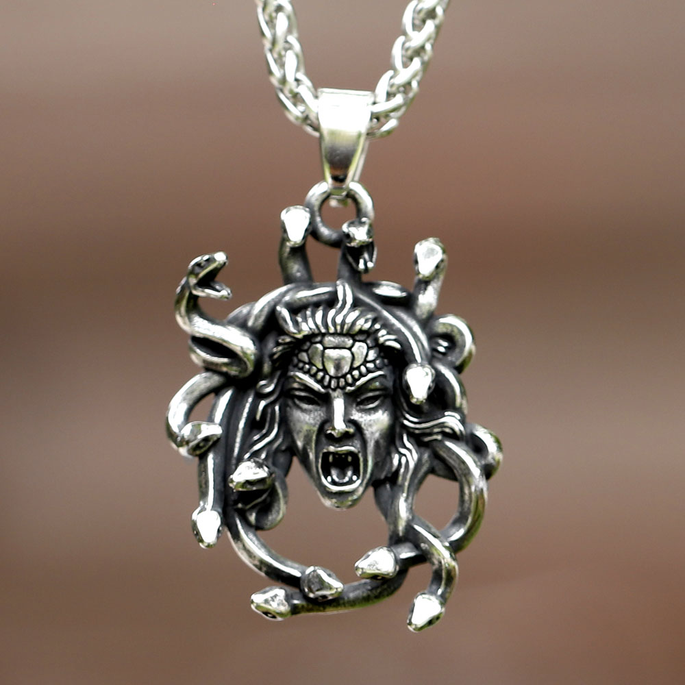 Men Accessories Guide - Medusa Colar de pingente masculino, aço