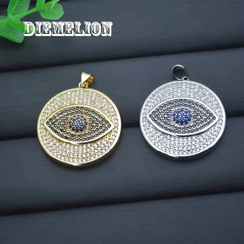Men Accessories Evil Eye - Pingente Grande Redondo de Zircônia Cúbica