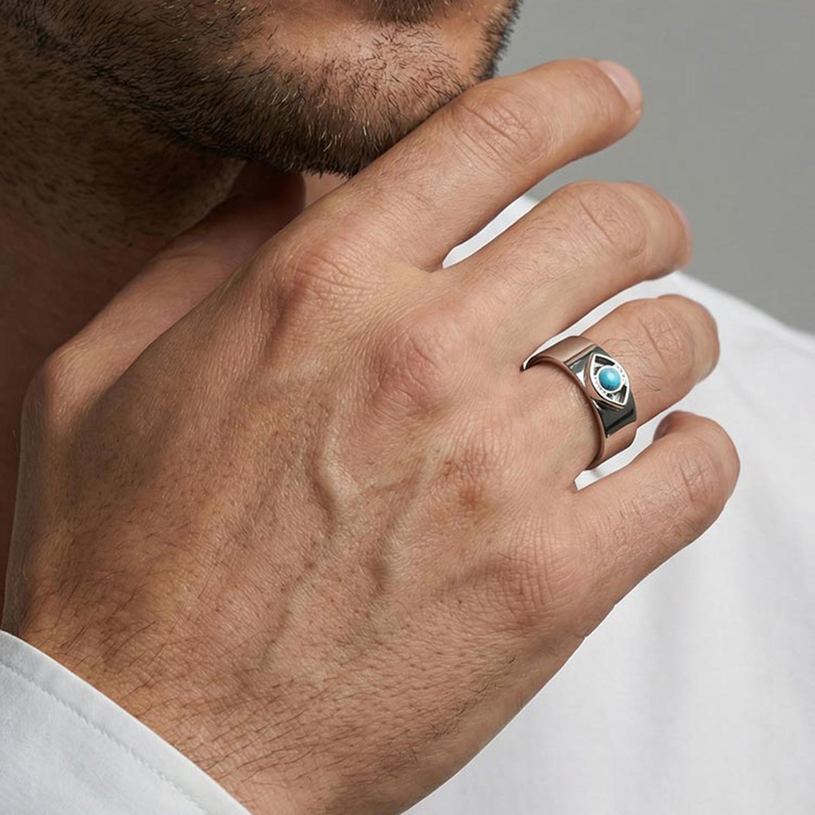 Men Accessories Evil Eye - Anéis Clássicos Olho Grego para Homens