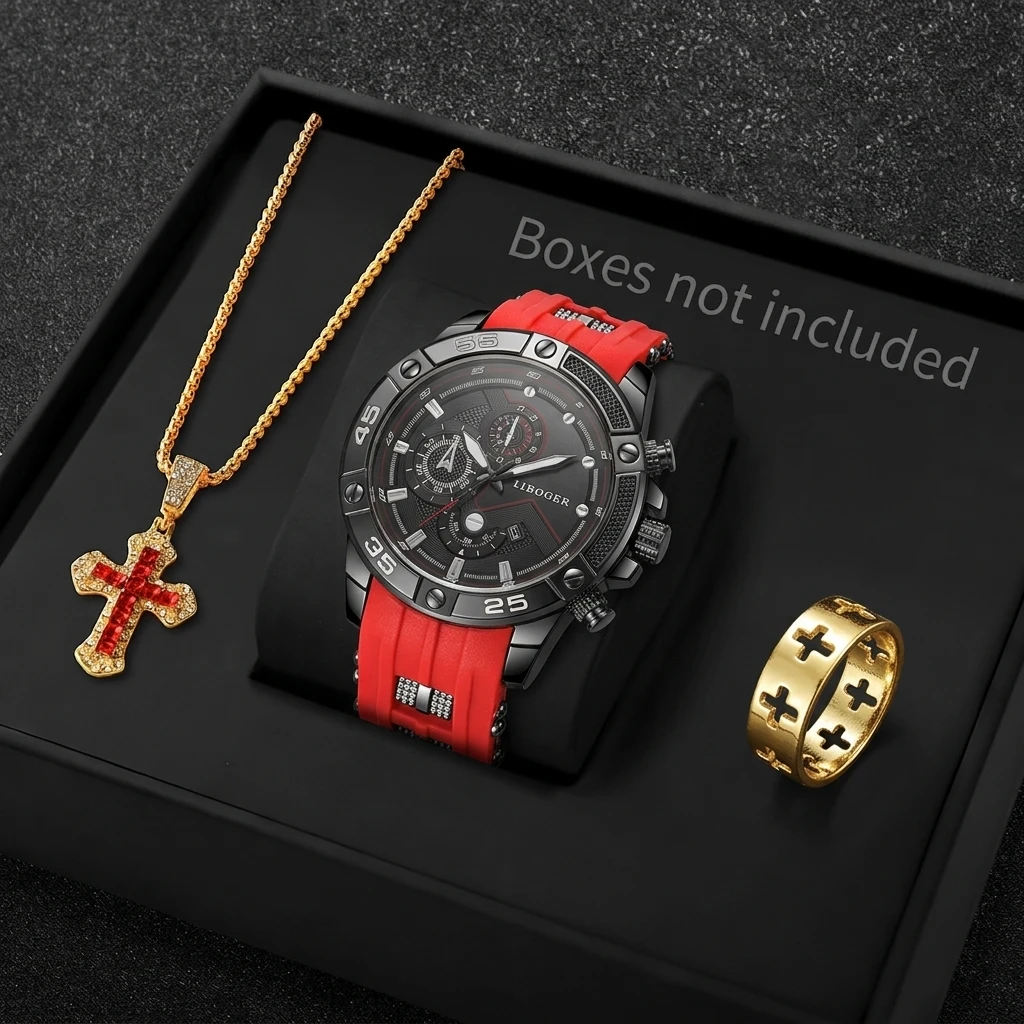 Men Accessories Gadgets - Conjunto de 3 Peças: Relógio Esportivo