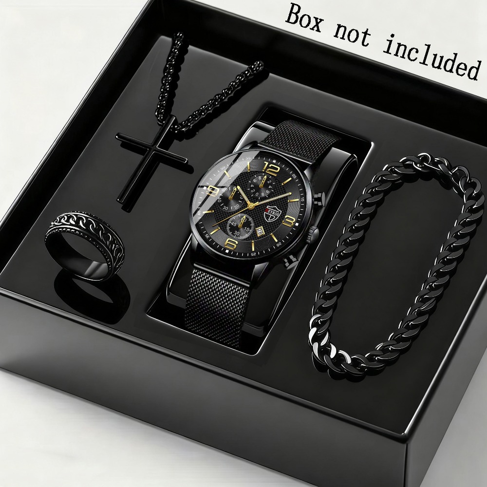Conjunto de 4 peças: Relógio d - Men Accessories Elegant avaliação e preço