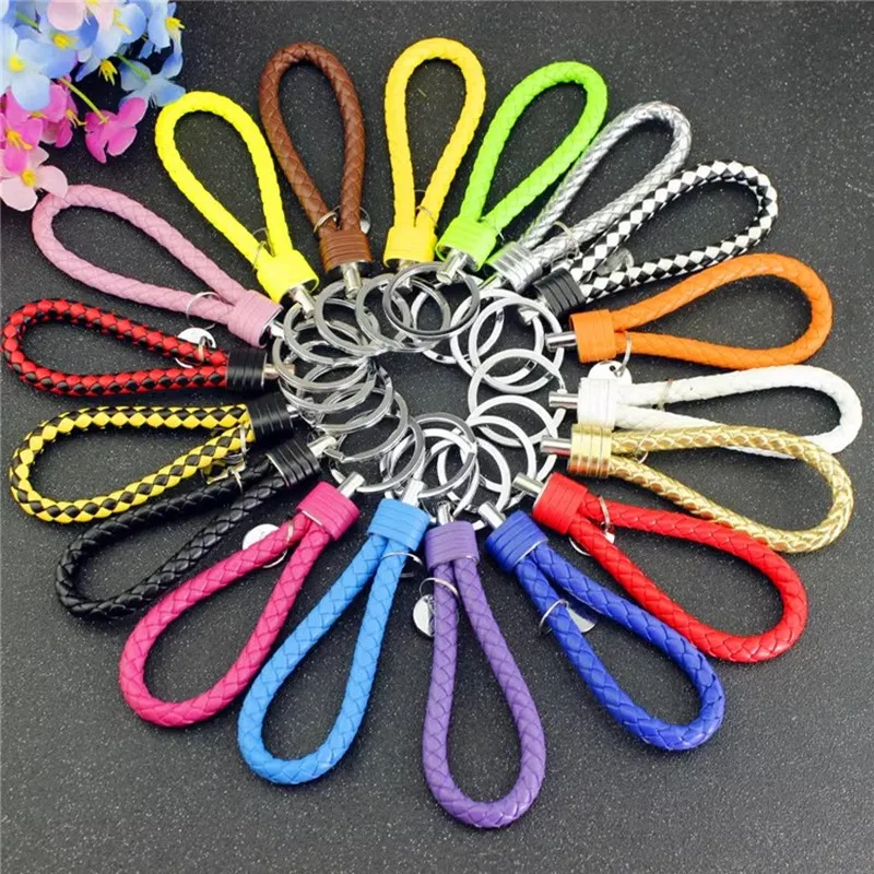 13cm colorido trançado couro d - Men Keychain Accessories avaliação e preço