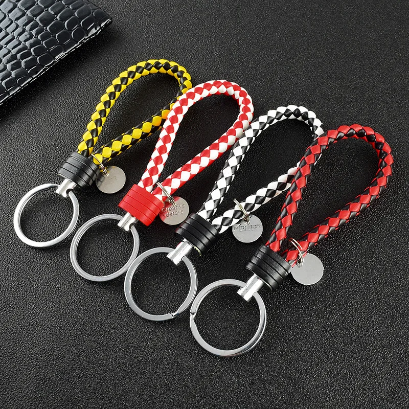 13cm colorido trançado couro d - Men Keychain Accessories avaliação e preço