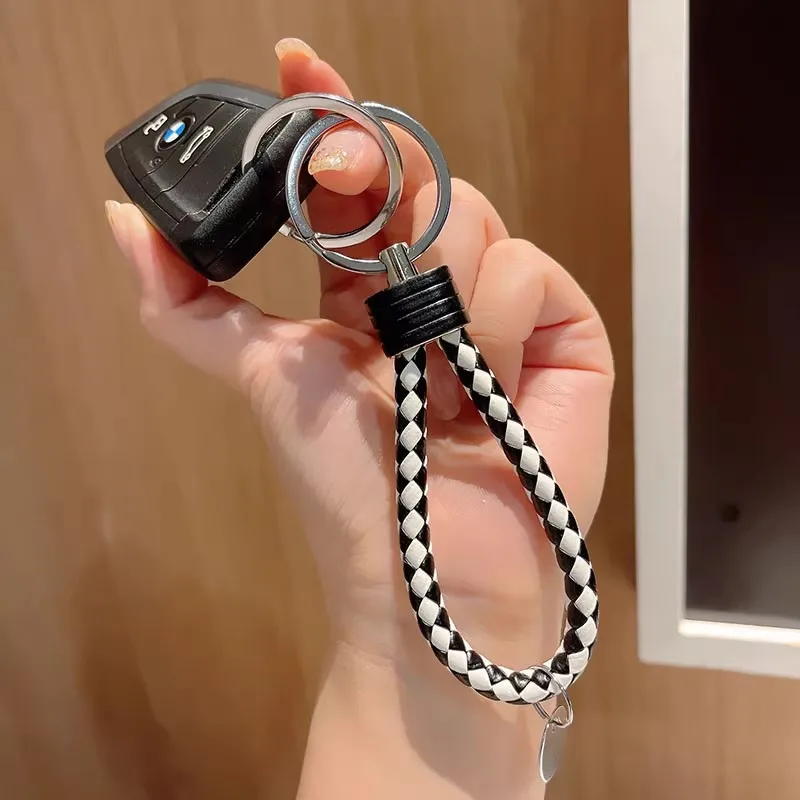 13cm colorido trançado couro d - Men Keychain Accessories avaliação e preço