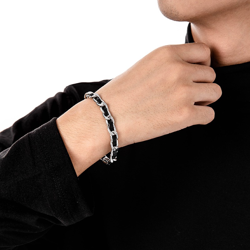 Pulseira de Couro em Aço Titân - Men'S Accessories High End avaliação e preço