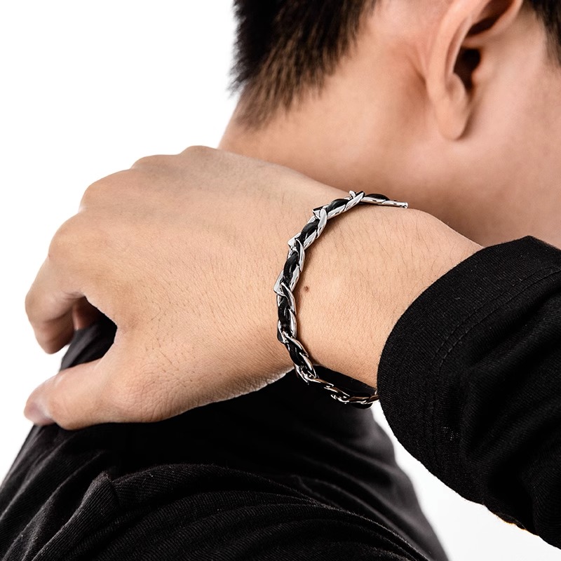 Pulseira de Couro em Aço Titân - Men'S Accessories High End avaliação e preço