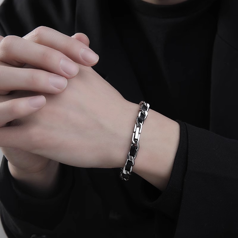 Pulseira de Couro em Aço Titân - Men'S Accessories High End avaliação e preço