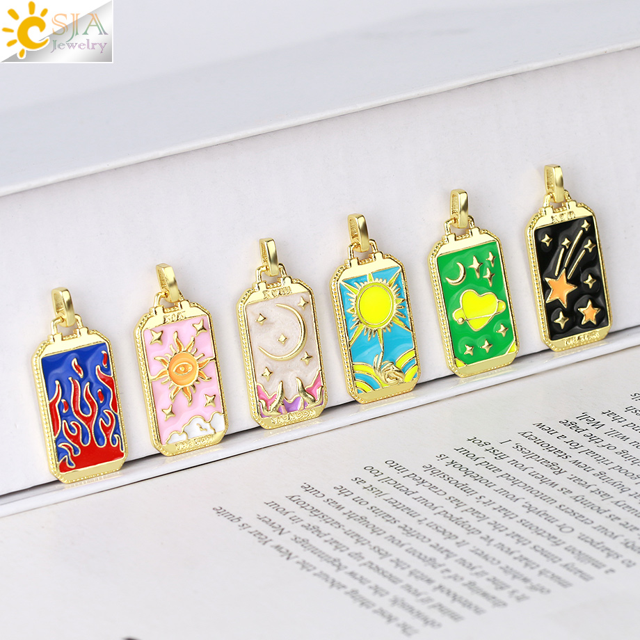 Esmalte tarô cartas pingente p - Men Accessories Evil Eye avaliação e preço