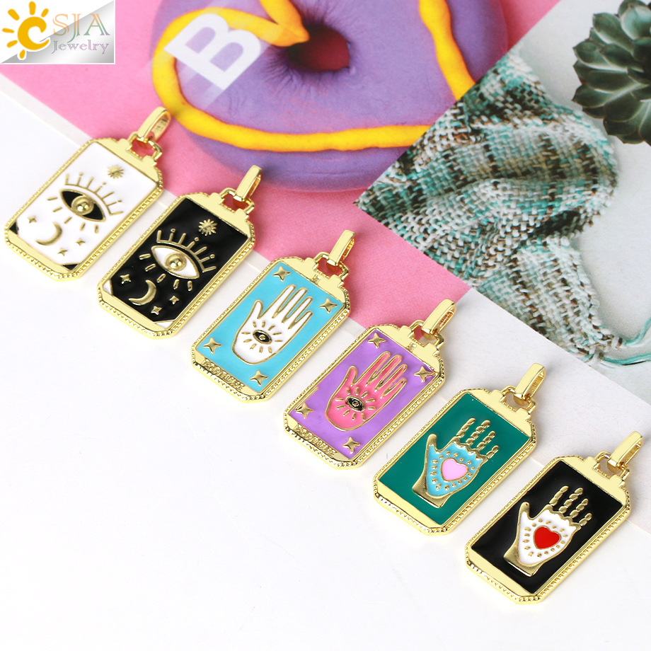 Esmalte tarô cartas pingente p - Men Accessories Evil Eye avaliação e preço