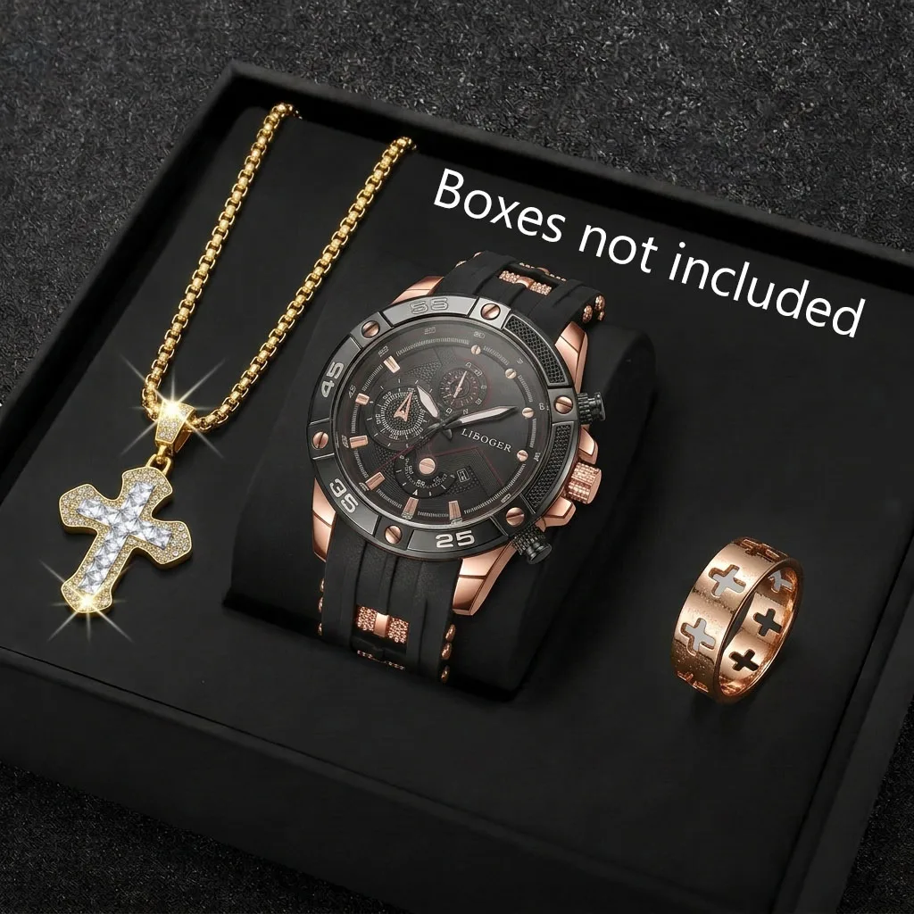 Conjunto de 3 Peças: Relógio E - Men Accessories Gadgets avaliação e preço